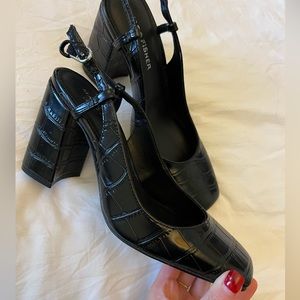 Marc Fisher Square Toe Slingback Heels